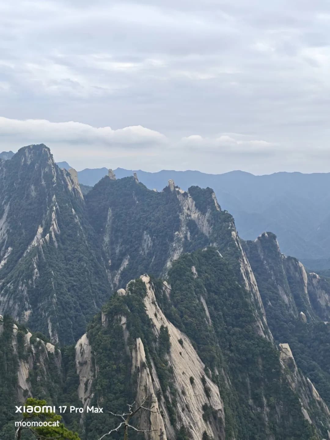 华山有大量山路都是行走在巨岩的岩脊上
